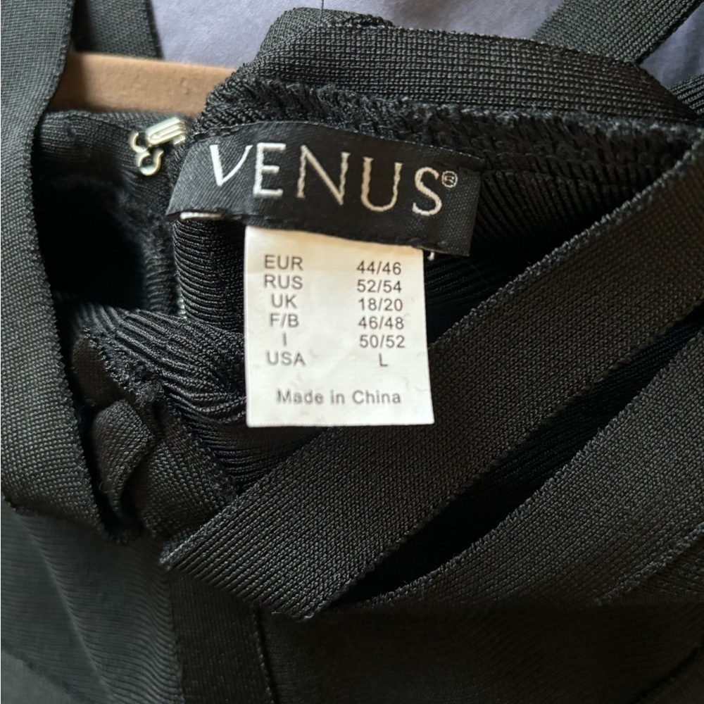 Venus black dress short sleeve cocktail L - Picture 5 of 7